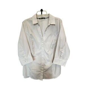 Riders by Lee Indigo Women's Size XL White Easy Care ¾ Sleeve Woven Shirt